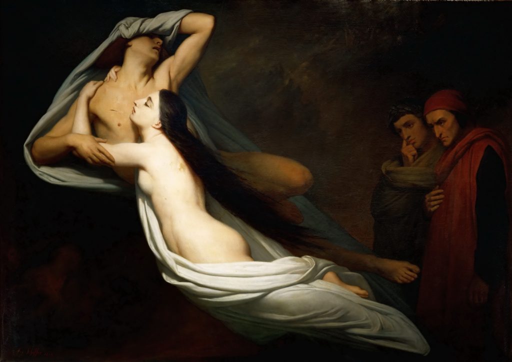 La toile originale Paolo et Francesca par le peintre Ary Scheffer.